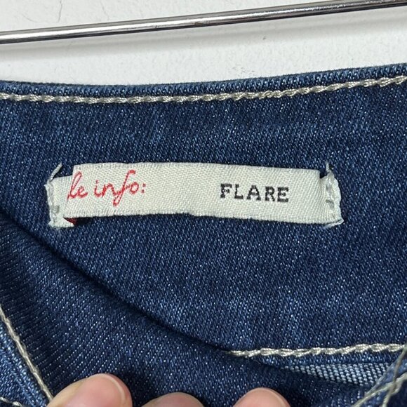 Sweet Look Women's Flare Jeans 7 Tall Bell Bottom Distressed Dark Wash High Rise - Picture 8 of 10